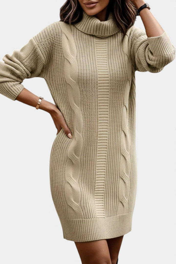 Ruchamit - Vestido De Punto Liso Con Cuello Alto