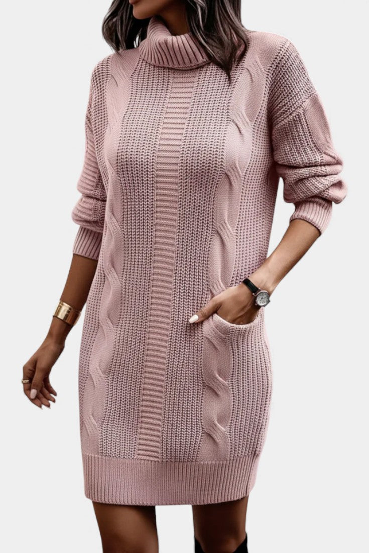 Ruchamit - Vestido De Punto Liso Con Cuello Alto