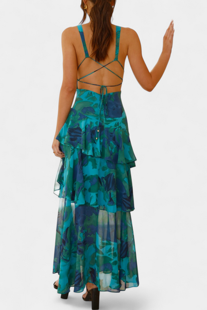 Kensie - Vestido De Gasa Con Escote En V y Capas Fluidas