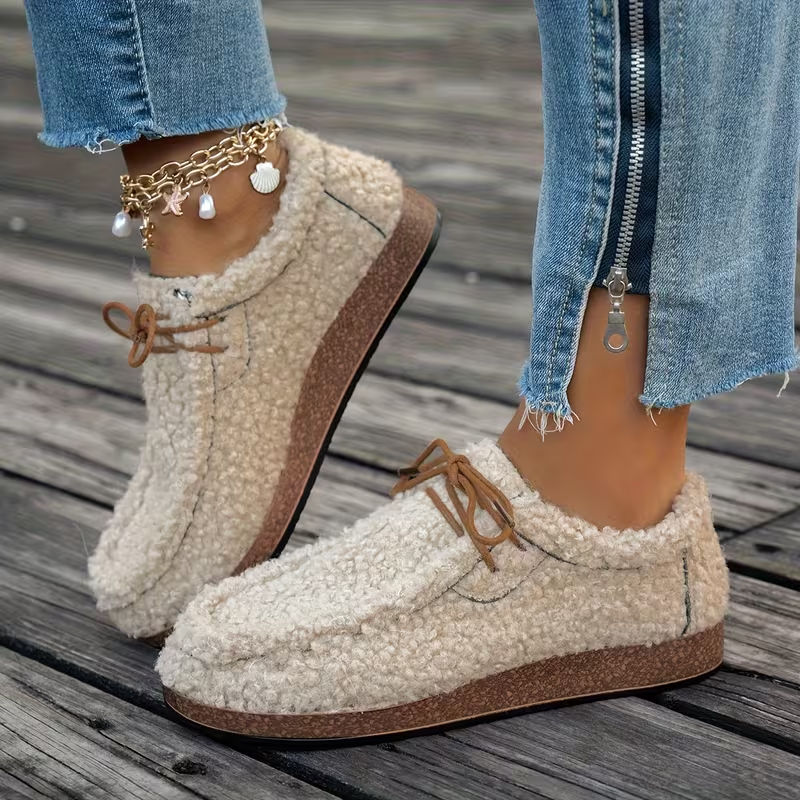 Odeya - Zapatos Con Cordones De sherpa Suave