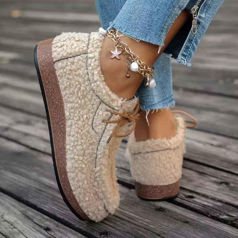 Odeya - Zapatos Con Cordones De sherpa Suave