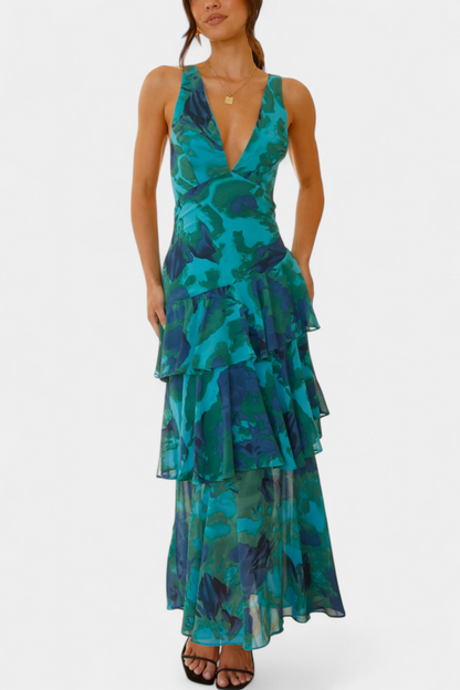 Kensie - Vestido De Gasa Con Escote En V y Capas Fluidas