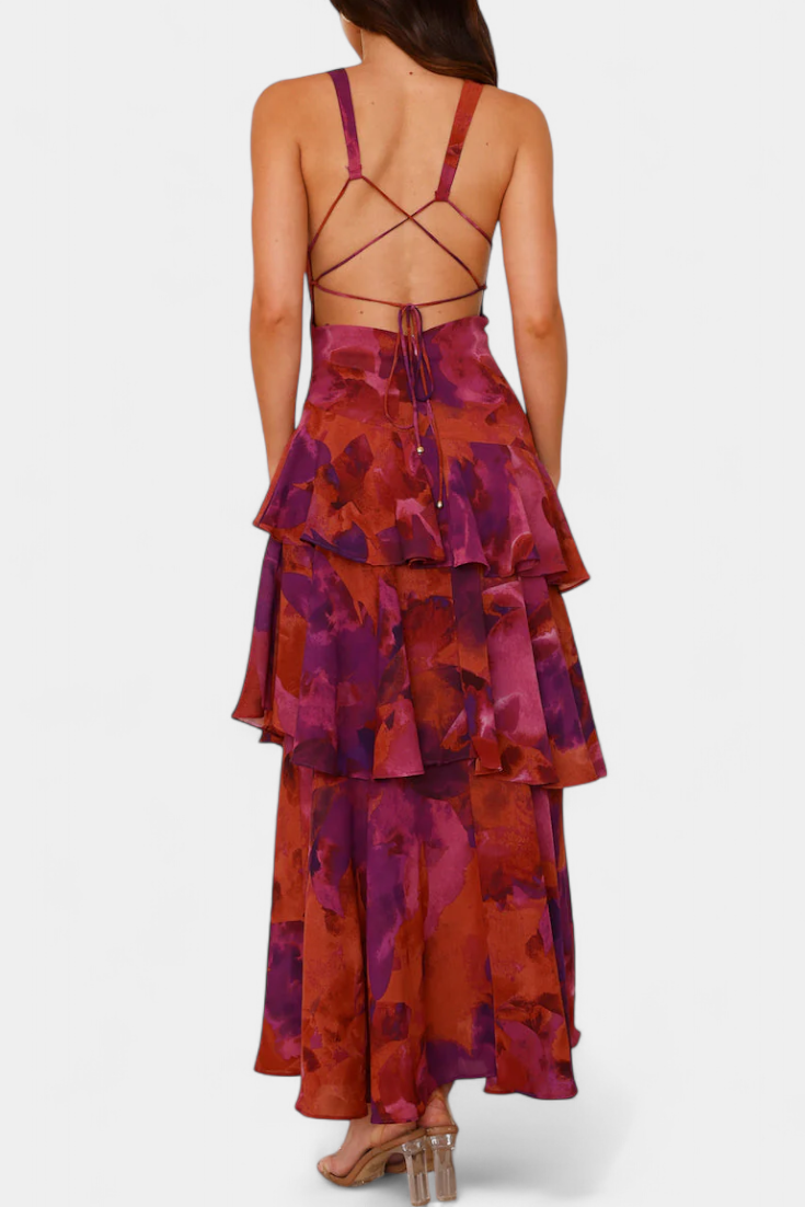 Kensie - Vestido De Gasa Con Escote En V y Capas Fluidas