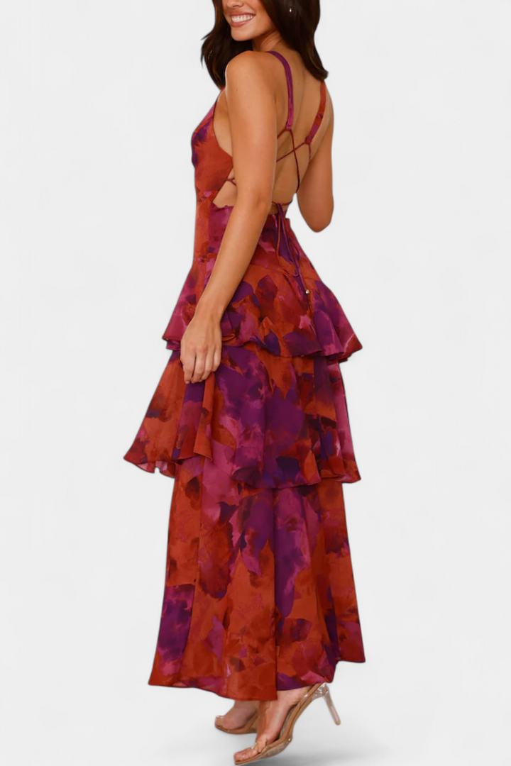 Kensie - Vestido De Gasa Con Escote En V y Capas Fluidas