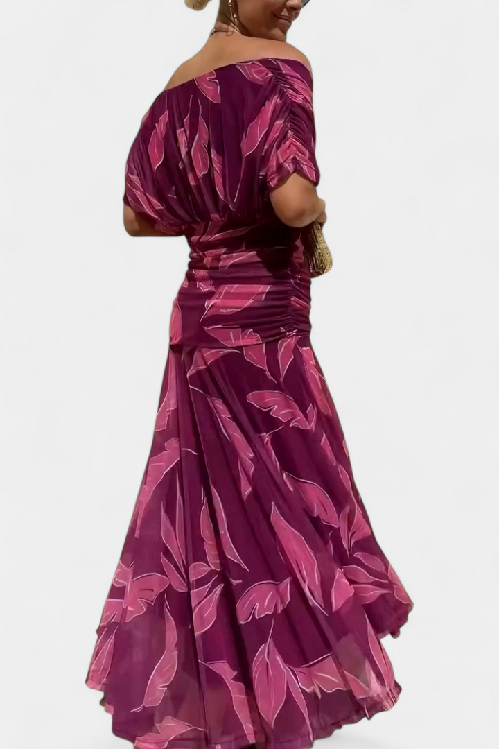 Rawan - Vestido Largo De Gasa Con Hombros Descubiertos
