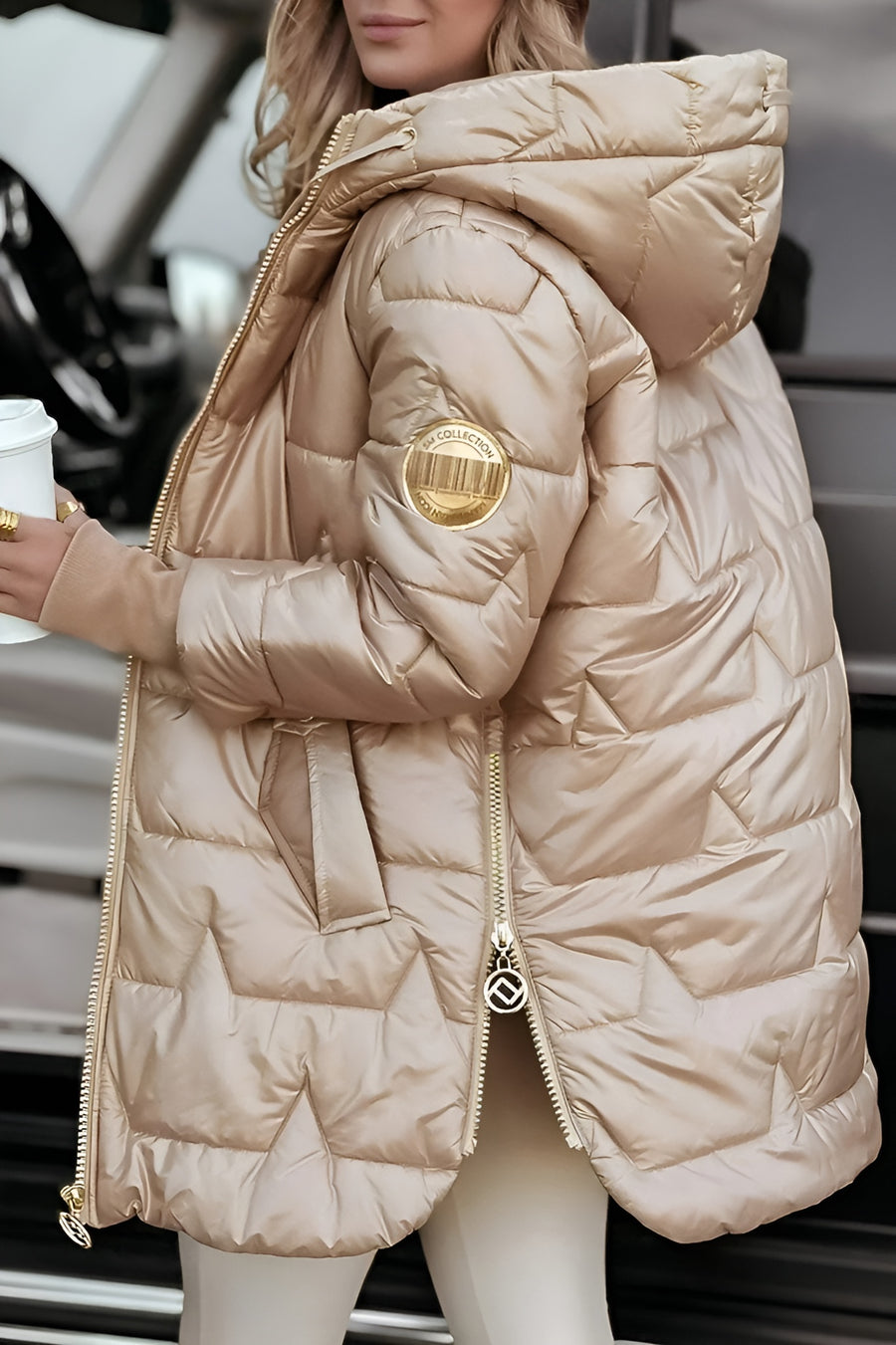Mageina - Elegante Abrigo De Invierno Con Capucha y Acolchado