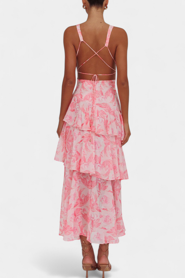 Kensie - Vestido De Gasa Con Escote En V y Capas Fluidas