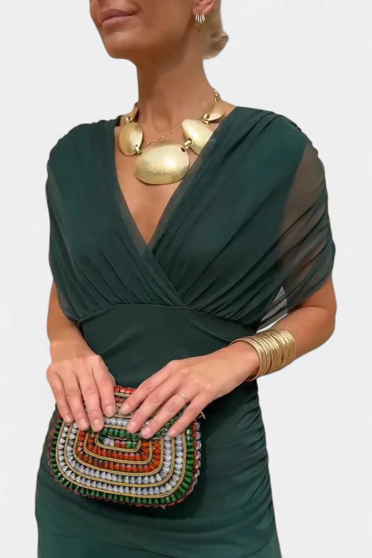 Rawan - Vestido Largo De Gasa Con Hombros Descubiertos