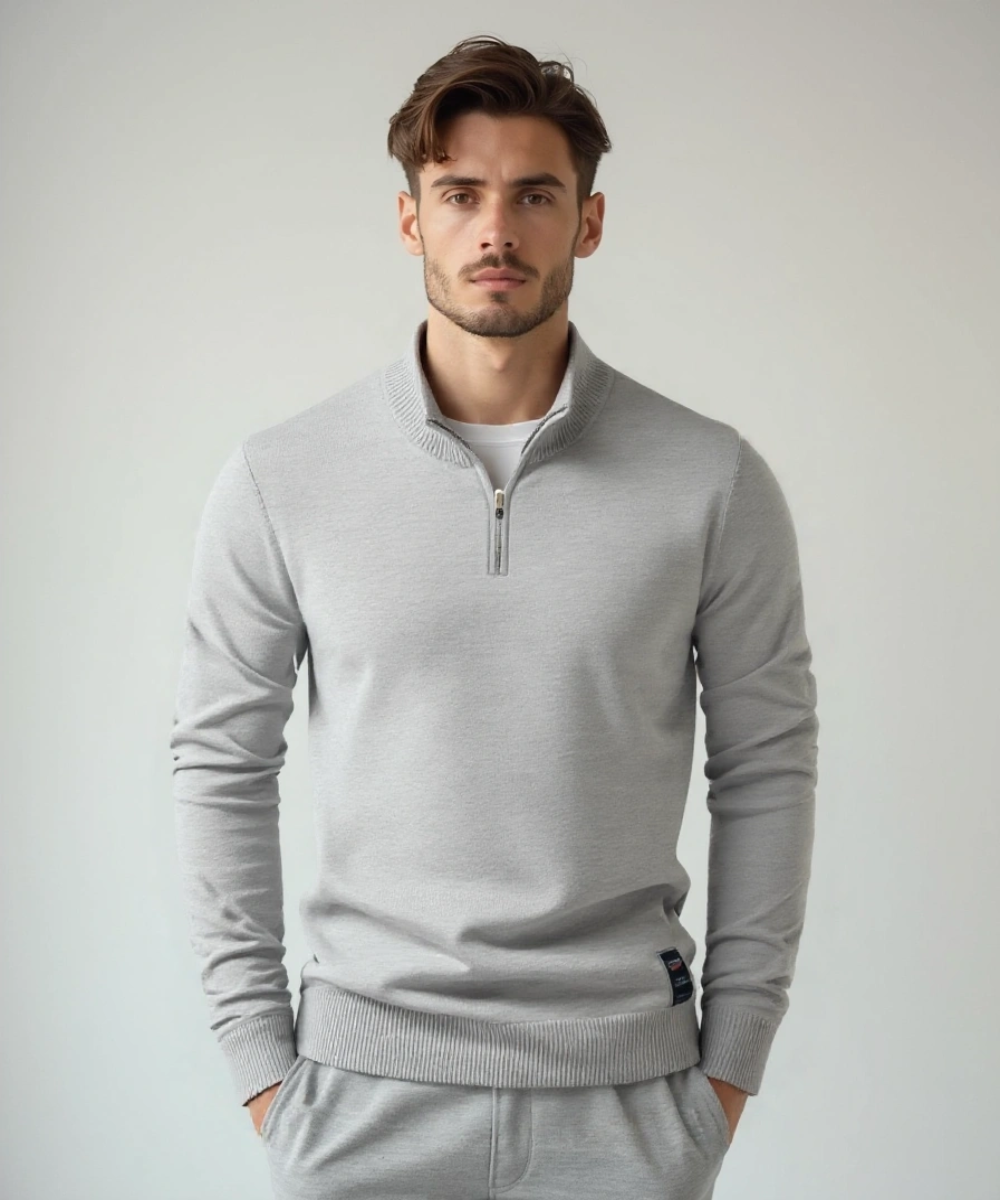 Stoyan - Jersey De Punto Con Media Cremallera