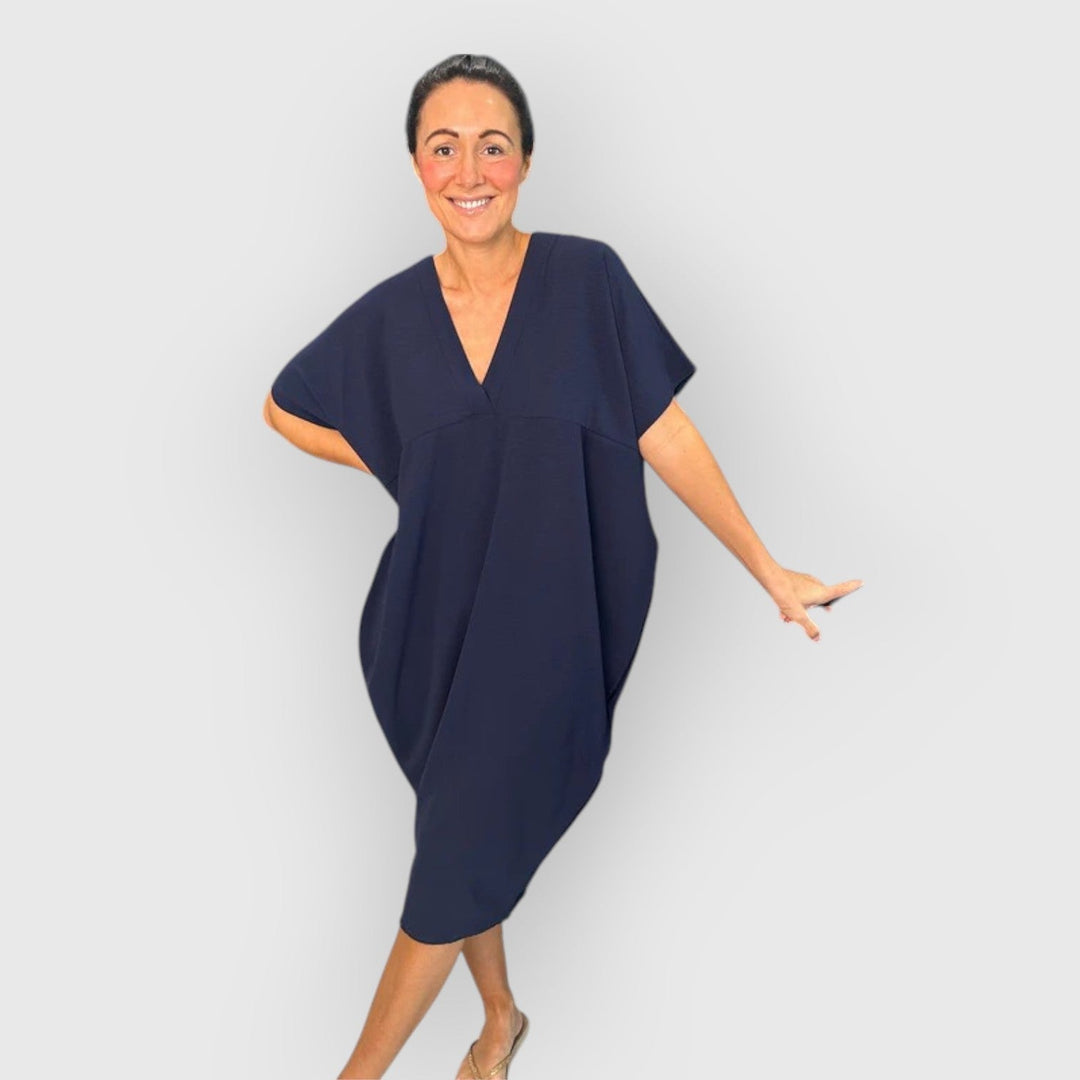 Aveline - Vestido Midi De Manga Corta