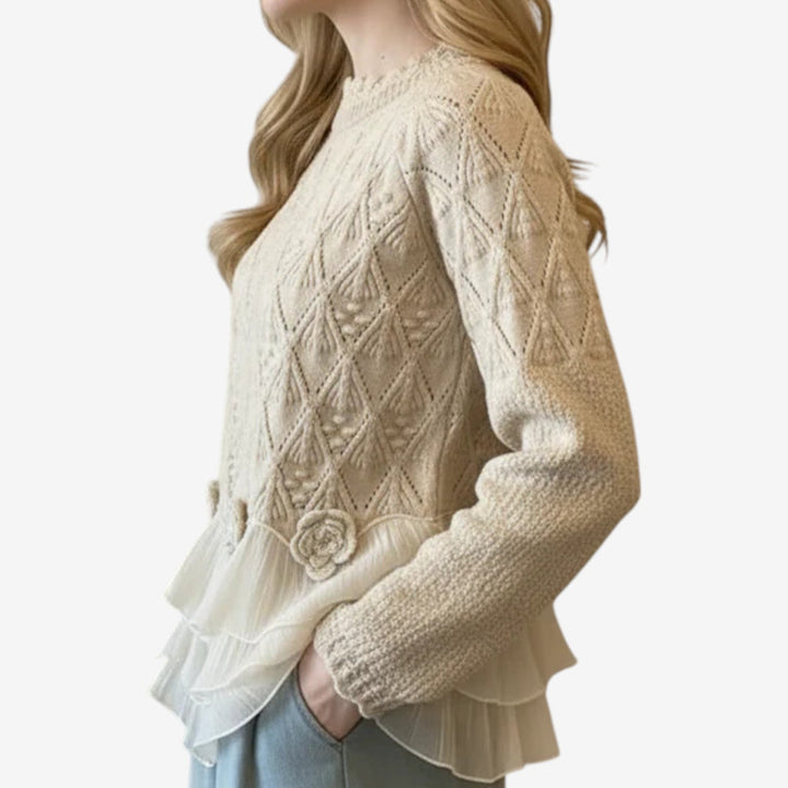 Nessa - Jersey de Cuello Redondo con Textura