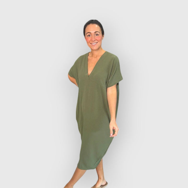 Aveline - Vestido Midi De Manga Corta