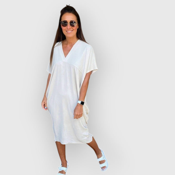 Aveline - Vestido Midi De Manga Corta