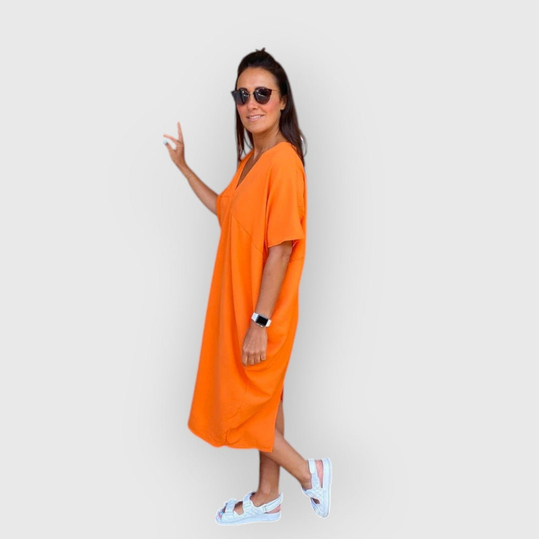 Aveline - Vestido Midi De Manga Corta