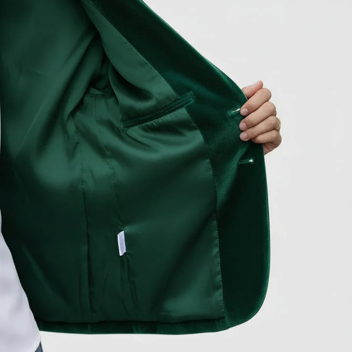 Dagmara - Blazer De Terciopelo De Una Sola Fila De Botones