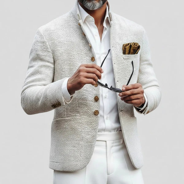 Artjom - Chaqueta Informal De Tweed Liso Con Cuello Alto