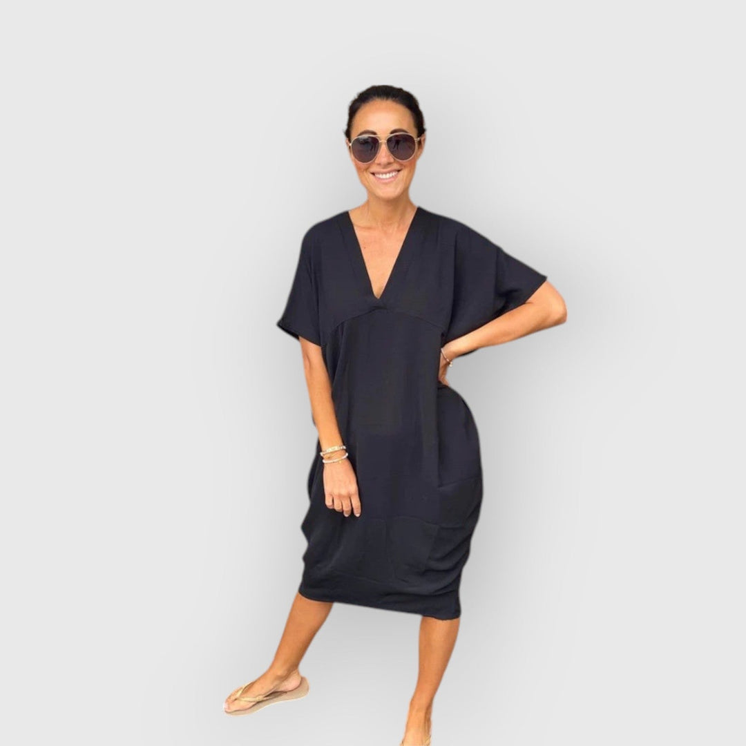 Aveline - Vestido Midi De Manga Corta