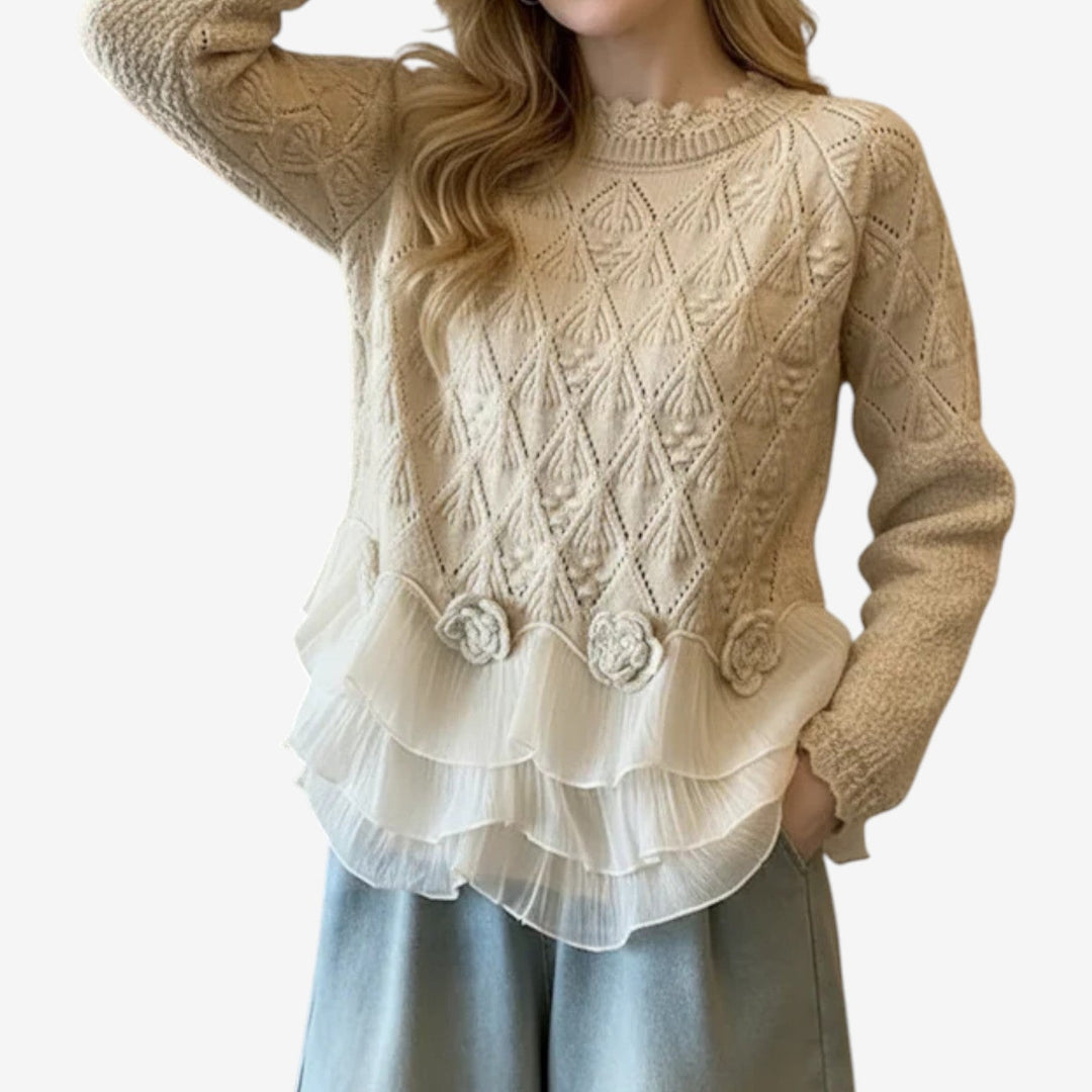Nessa - Jersey de Cuello Redondo con Textura