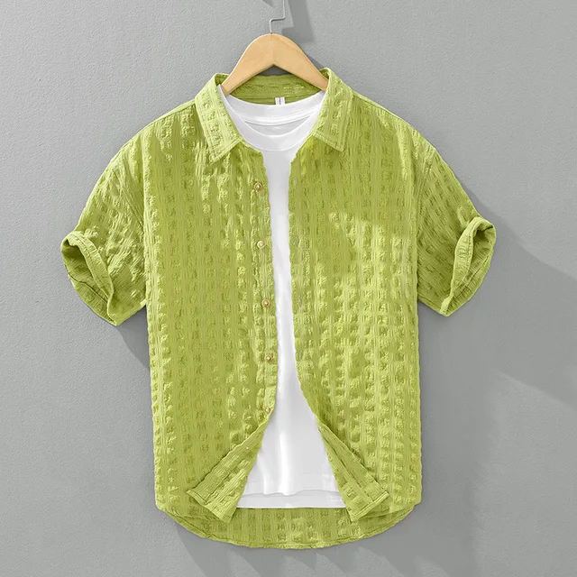 Bradson - Camisa De Manga Corta Con Botones Y Textura
