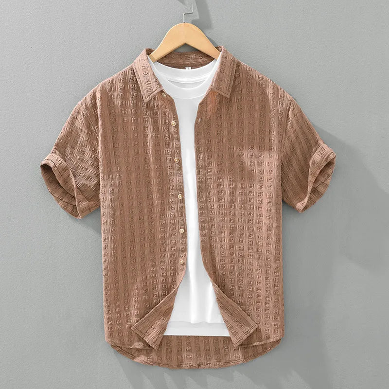 Bradson - Camisa De Manga Corta Con Botones Y Textura