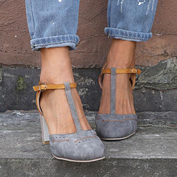 Minha - Zapatos De Tacón Grueso Con Correa en T