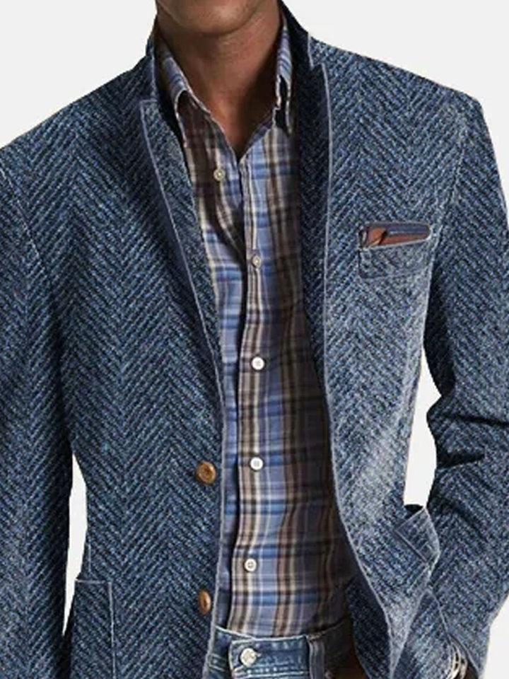 Elon - Blazer Casual De Ante Con Estampado De Espiga