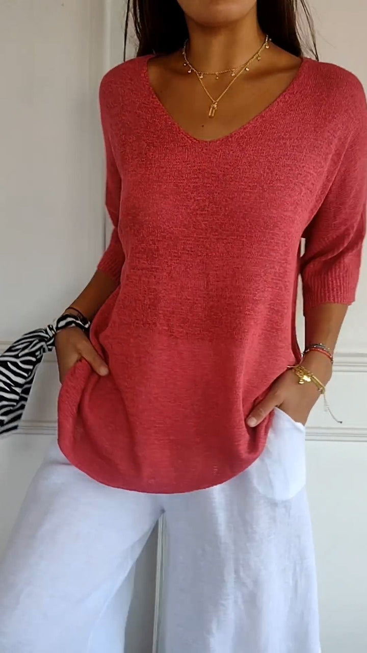 Rosal - Top De Punto Liso Con Cuello En V