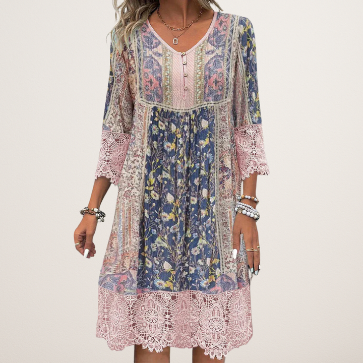Tegan - Vestido De Lujo Con Estampado De Flore Y Encaje