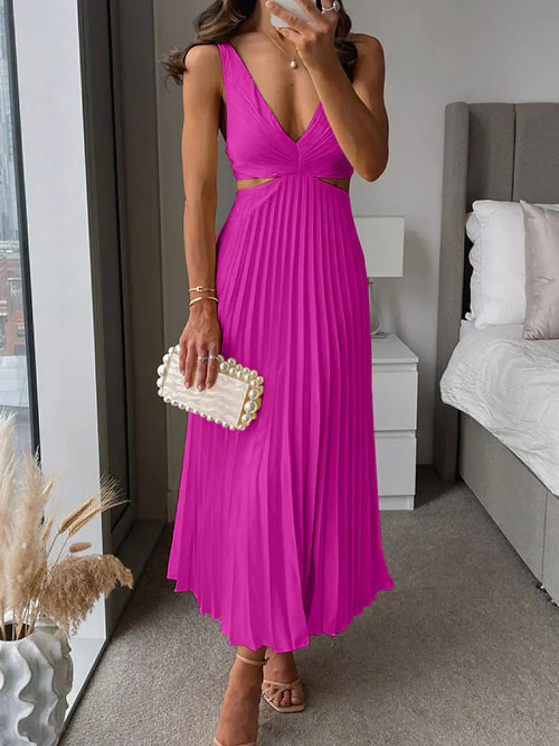 Zampia - Elegante Vestido Con Abertura y Cintura Esculpida