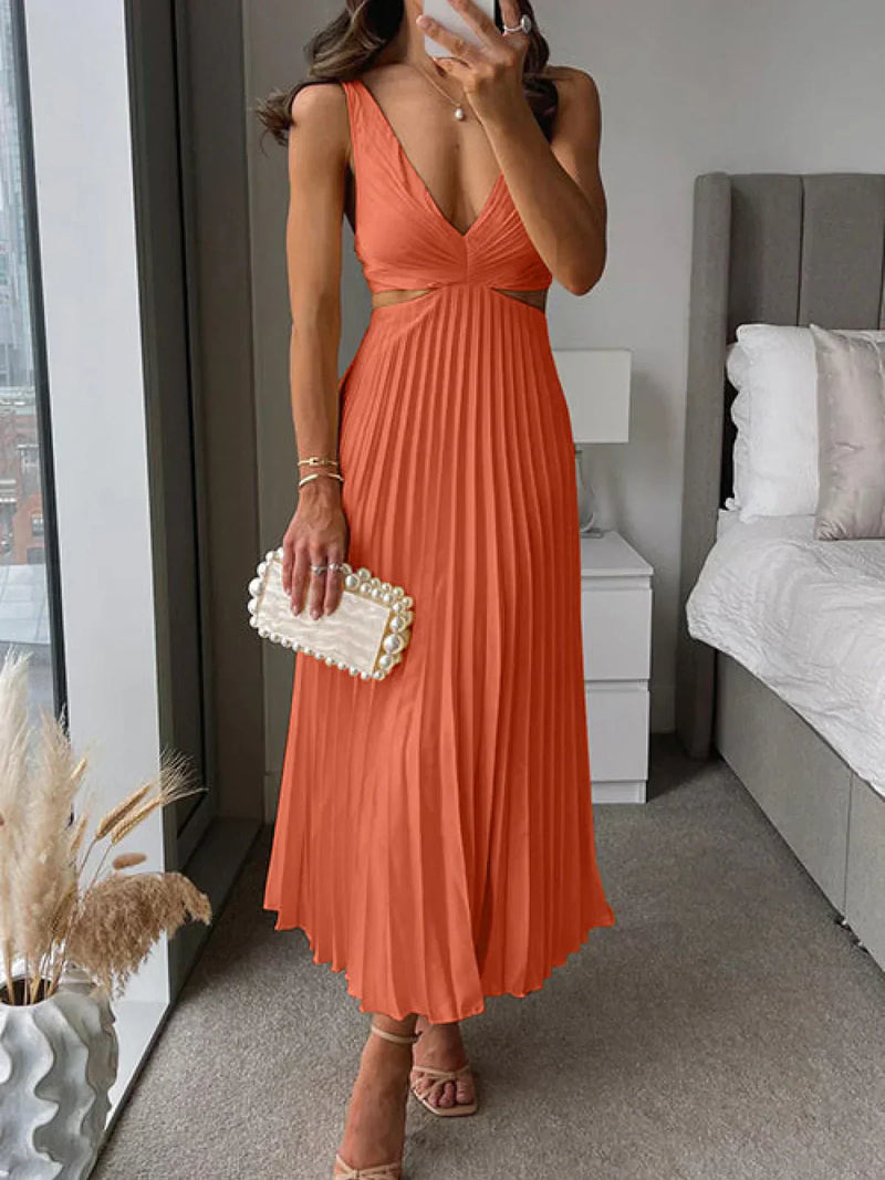 Zampia - Elegante Vestido Con Abertura y Cintura Esculpida