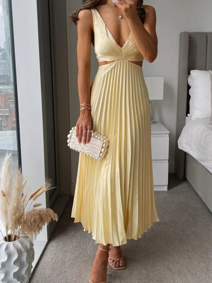 Zampia - Elegante Vestido Con Abertura y Cintura Esculpida