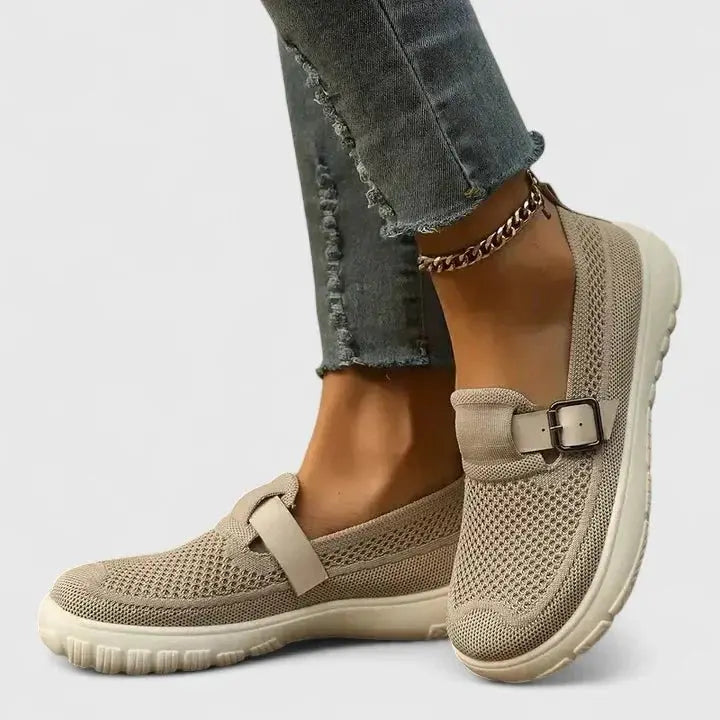 Clemencia - Mocasines Con Parte Superior de Punto y Tiras Con Hebilla