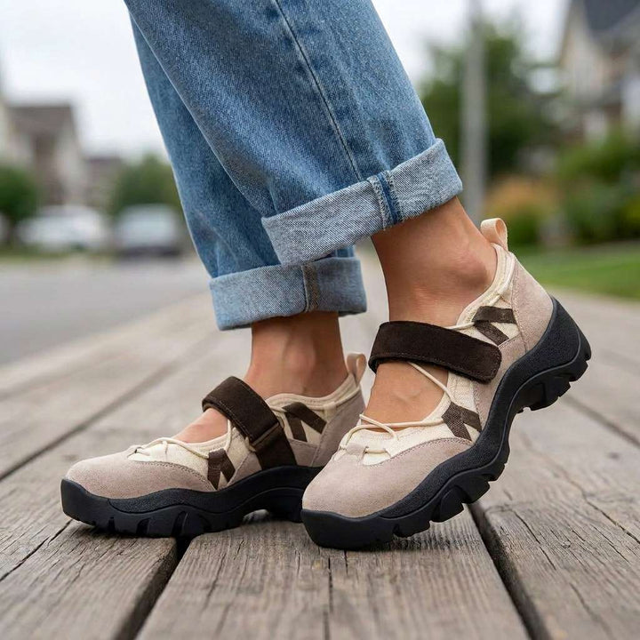 Vinilia - Zapatillas Deportivas De Suela Gruesa Con Correa Ajustable