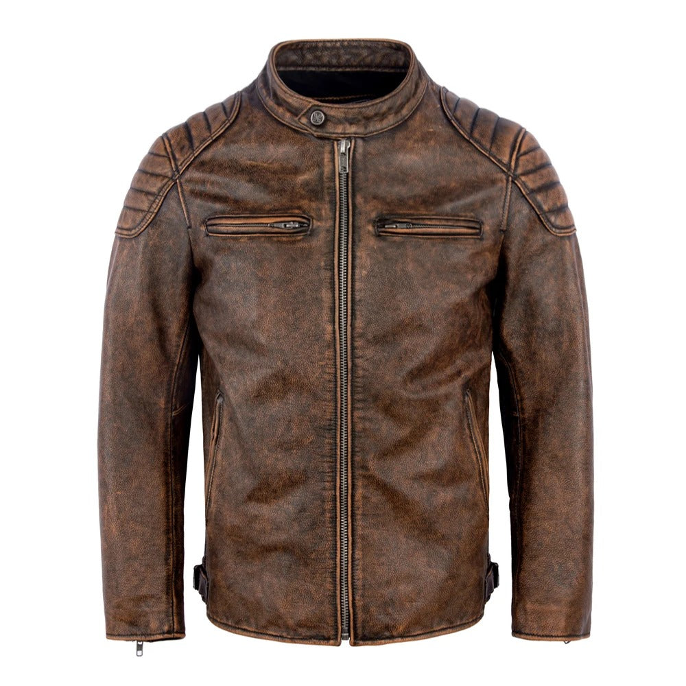 Jorge - Chaqueta De Cuero Con Cremallera Frontal