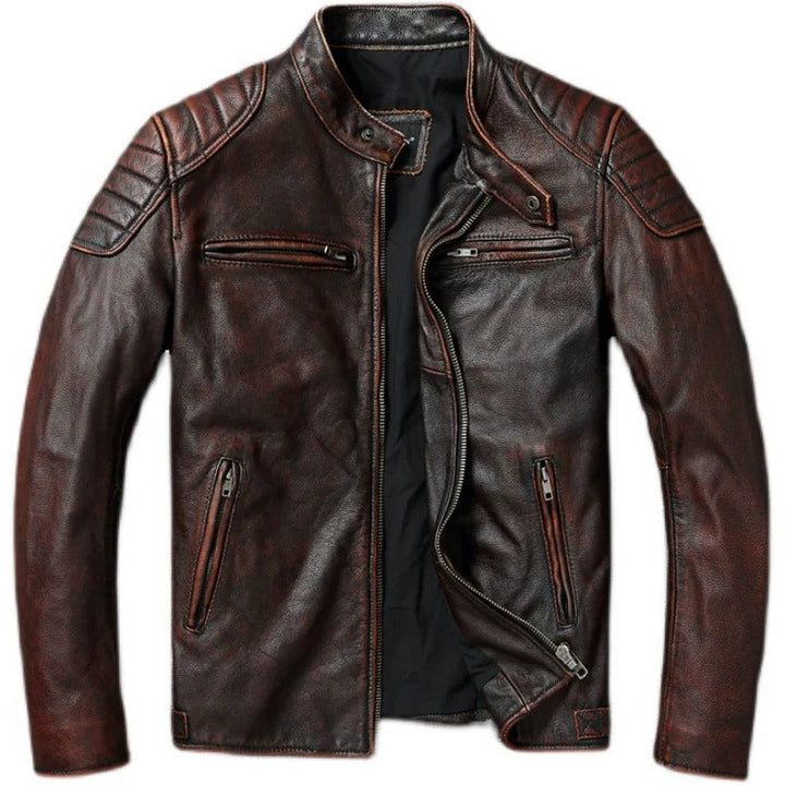 Jorge - Chaqueta De Cuero Con Cremallera Frontal