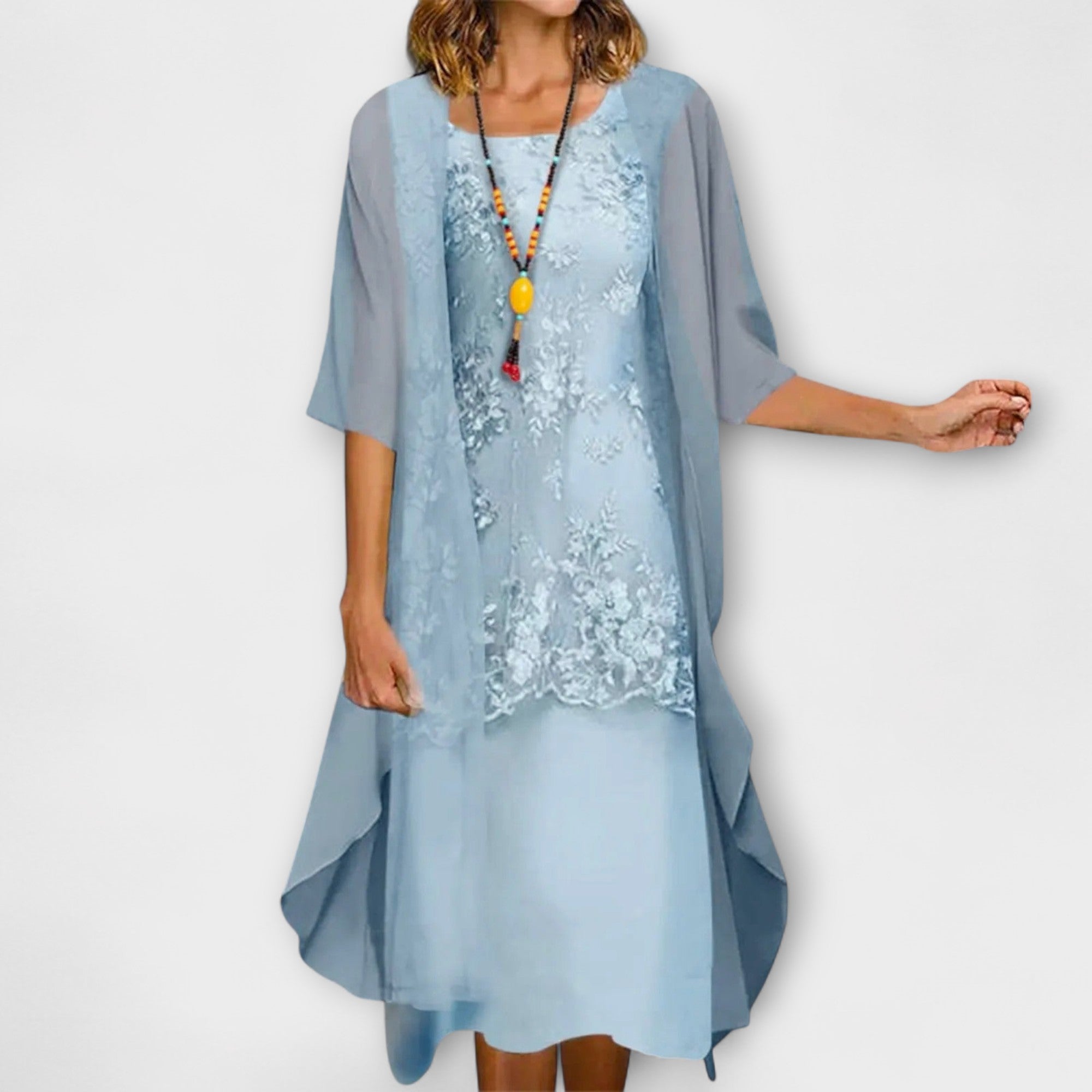 Himonika - Vestido Elegante Con Estampado Floral – Rojas-Santiago