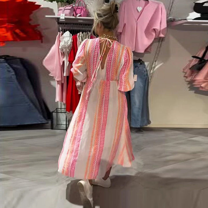 Annie - Vestido De Verano De Lino Con Cuello En V