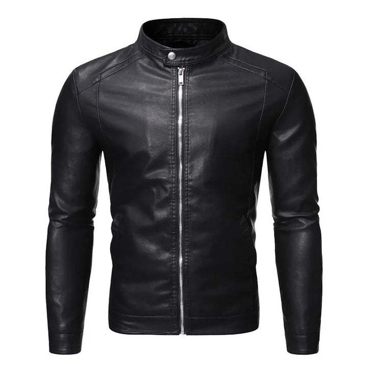 Daamian - Chaqueta De Cuero Con Cuello Alto