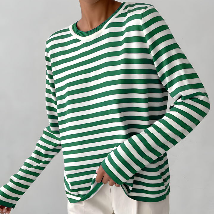 Quintina - Elegante Jersey De Manga Larga Con Diseño De Rayas