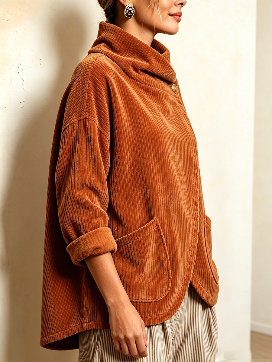 Sisuda  - Chaqueta Asimétrica De Pana Con Botones