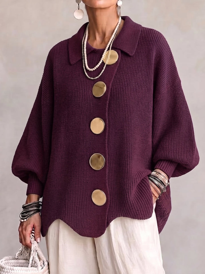 Shiryl - Rebeca de Punto Con Cuello Mangas Largas y Botones