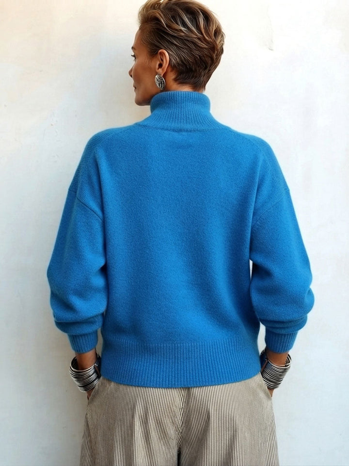 Lylian - Jersey de Manga Larga Con Cuello Alto y Ribete de Botones