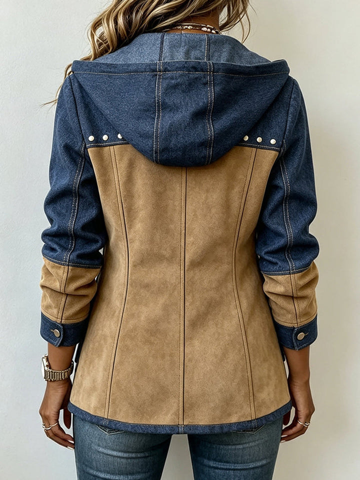 Emmina - Chaqueta Con Capucha De Ante en Estilo Patchwork