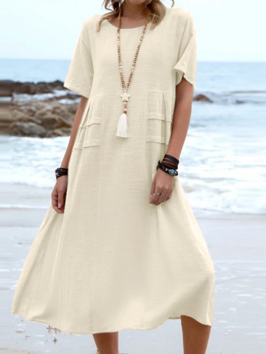 Aryuna - Vestido Suelto de Cuello Redondo