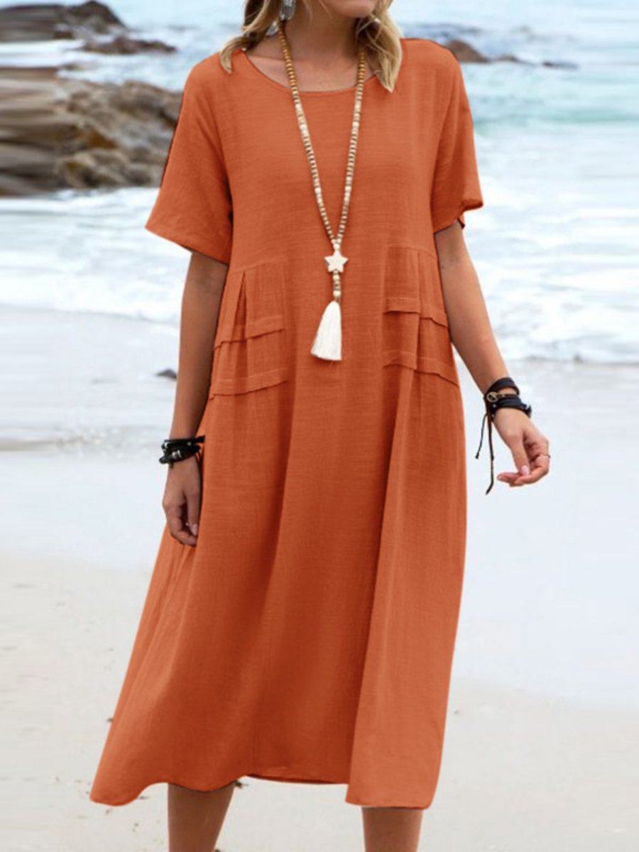 Aryuna - Vestido Suelto de Cuello Redondo