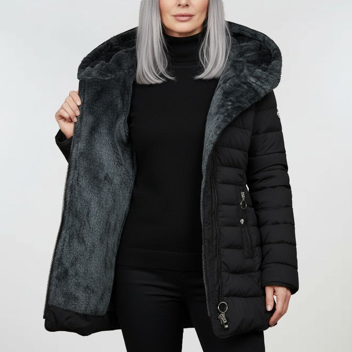 Ruchmira - Abrigo Acolchado Impermeable Con Capucha y Forro Polar