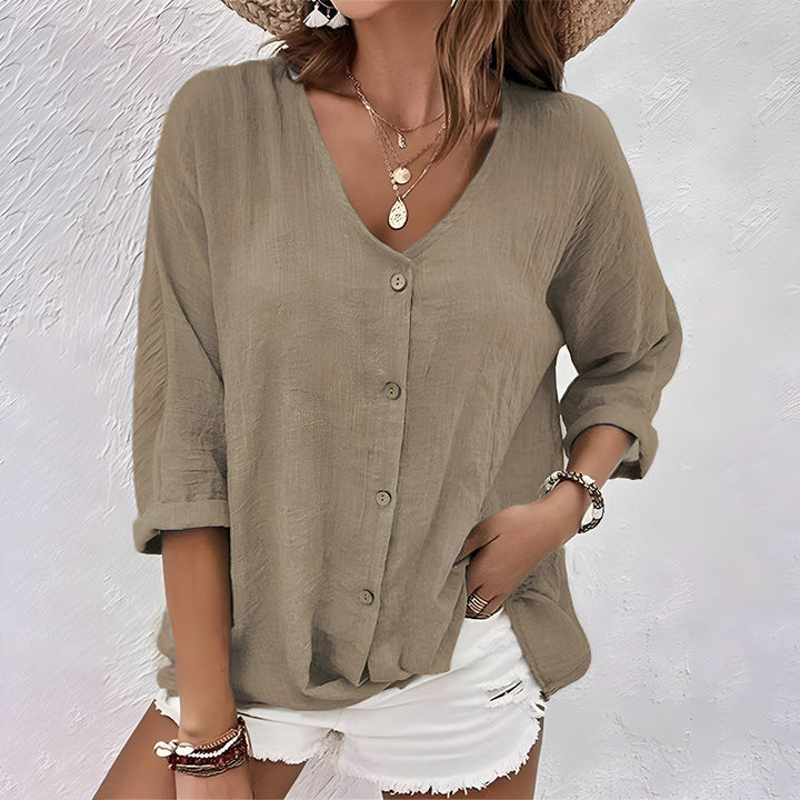 Asimoula - Elegante Camiseta Con Cuello En V