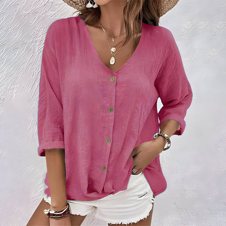 Asimoula - Elegante Camiseta Con Cuello En V