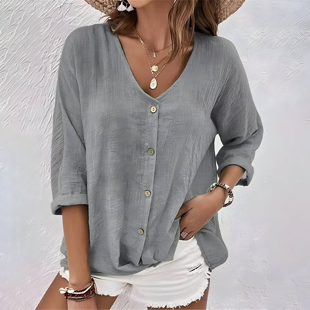 Asimoula - Elegante Camiseta Con Cuello En V