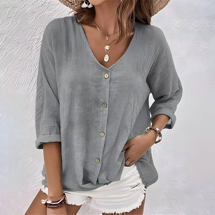 Asimoula - Elegante Camiseta Con Cuello En V